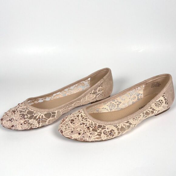 Zigi Soho Sz 6 Embellished Lace Ballet Flats Hypnotize Cream - Picture 2 of 8